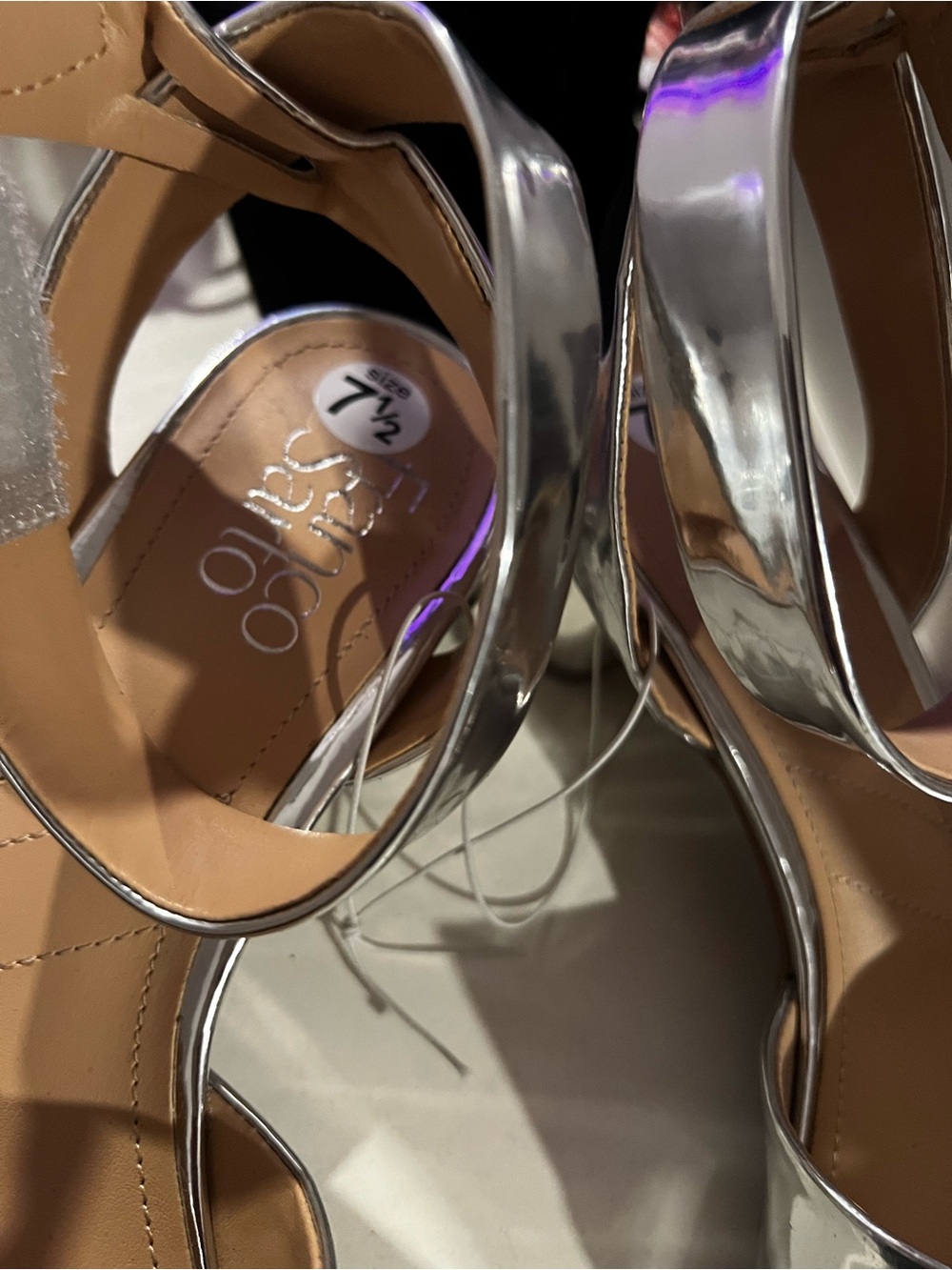 Franco Sarto Silver Strappy Ankle Strap Heels - Picture 2 of 3